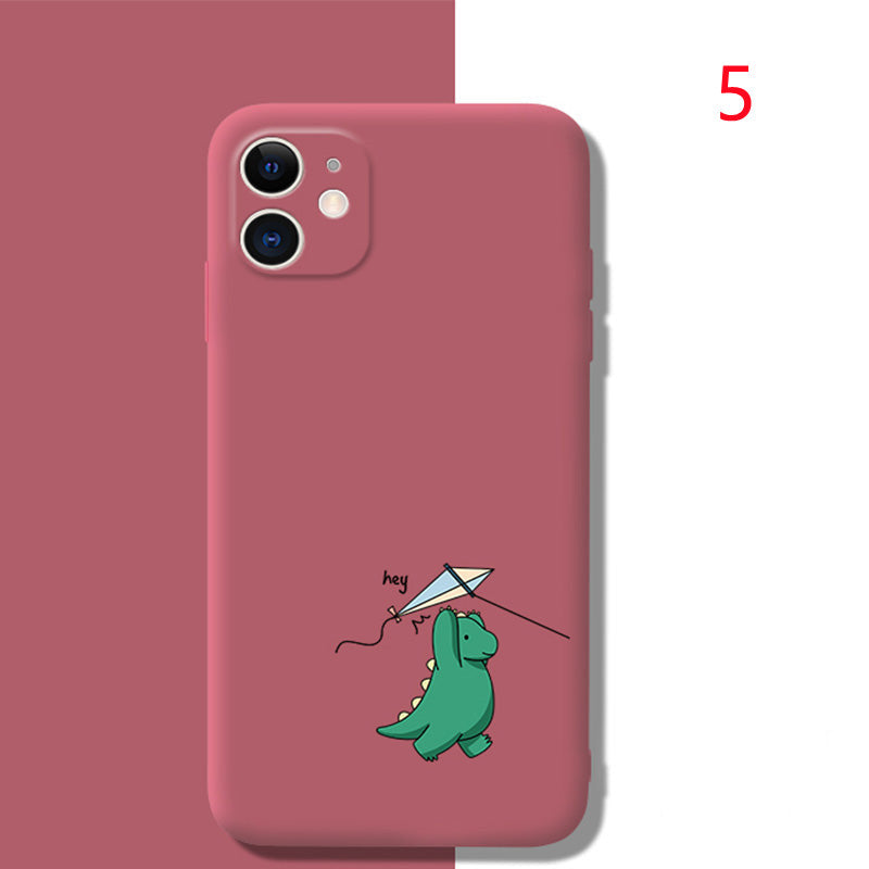 Cartoon Fly A Kite Dinosaur Silicone iPhone Case Back Cover