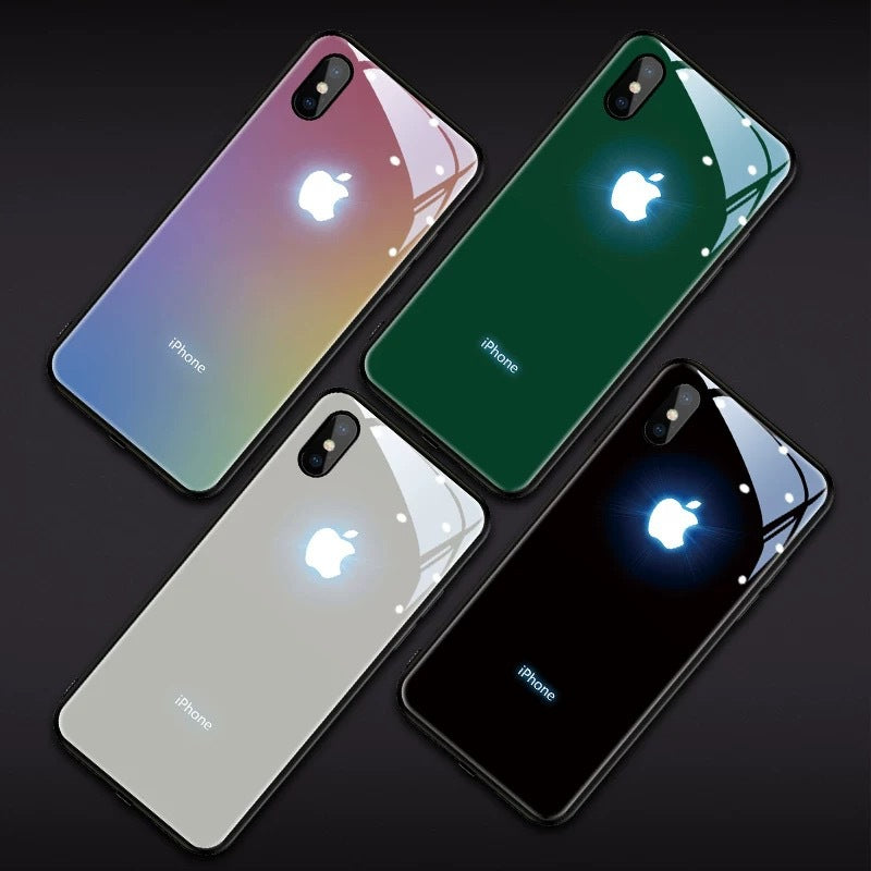 Vinilo o funda para iPhone Simplicity Solid Color Logo Led Light Up Recordatorio Llamada entrante Temne Capered Glass