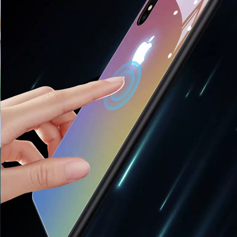 Dégradé coloré Led s'allume pour rappeler l'appel entrant Temne Capred Glass Coque et skin adhésive iPhone