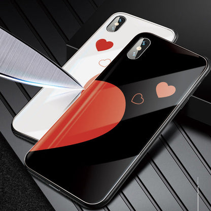 Love Heart Tempered Glass iPhone Case