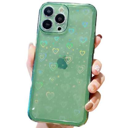 Laser Glitter Bling Love Heart iPhone Case Soft Flexible TPU Shockproof Case