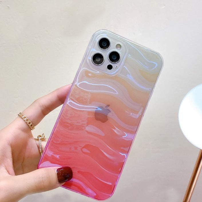 Laser Gradient 3D Wave Pattern Soft iPhone Case