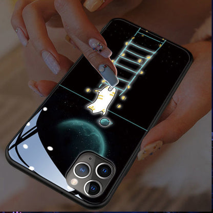 Vinilo o funda para iPhone Cartoon Starry Sky Led Light Up Recordar llamada entrante Temne Capered Glass