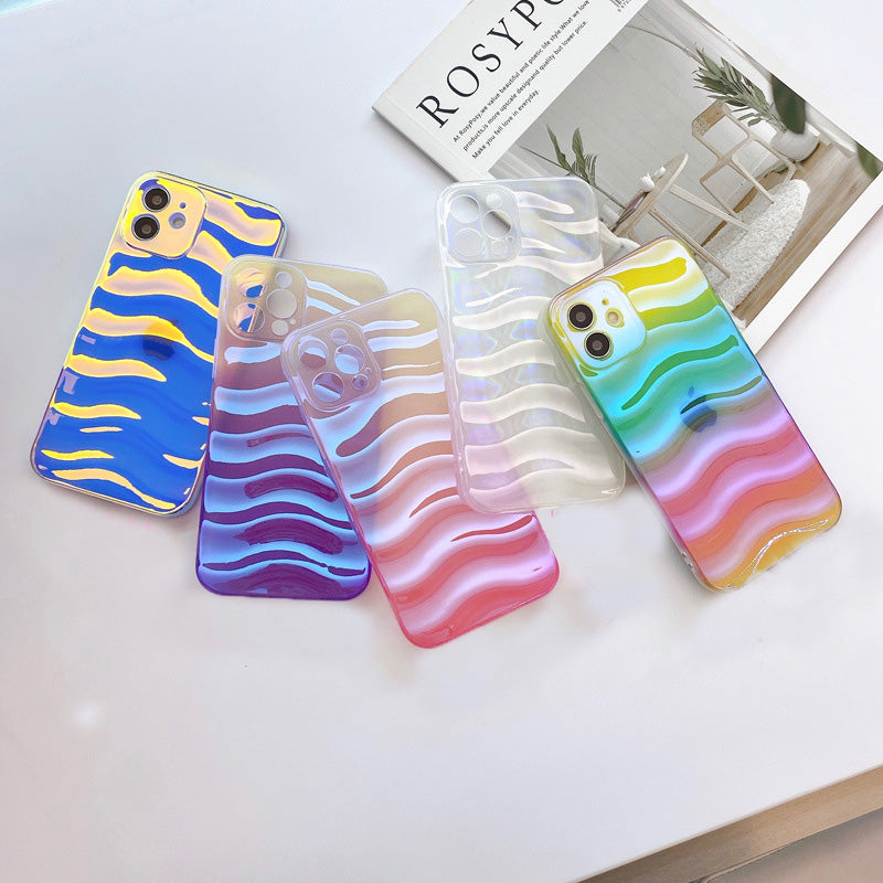 Laser Gradient 3D Wave Pattern Soft iPhone Case
