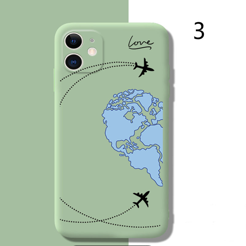 Fly Over Earth Fall In Love Couple Coque iPhone Couverture Arrière (Jaune, Vert Clair, Rose Rouge)