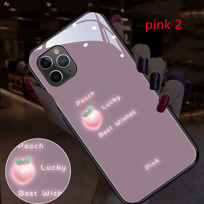 Cute Cartoon Sunmer Fruit Light Up Remind Incoming Call Temne Capered Glass iPhone Case
