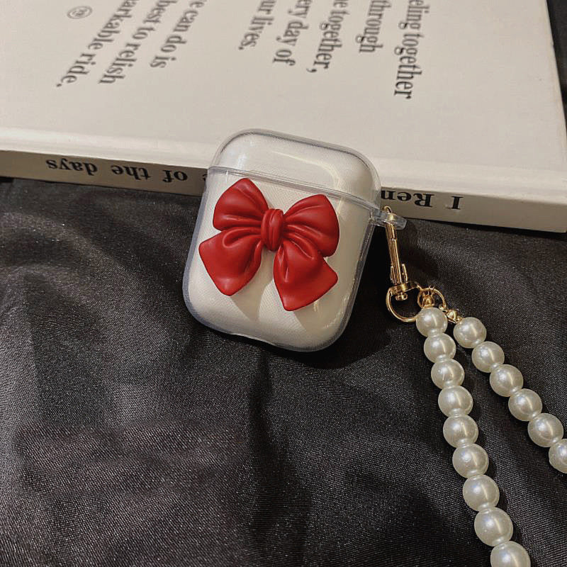 Fashion Luxurious  Bow Pearl Bracelet Clear AirPods Case AirPods Pro Case for Apple AirPods