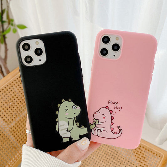 Cute Couples Dinosaur Silicone iPhone Case