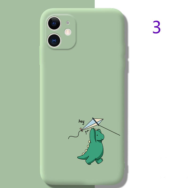 Cute Fly A Kite Dinosaur Silicone iPhone Case Back Cover