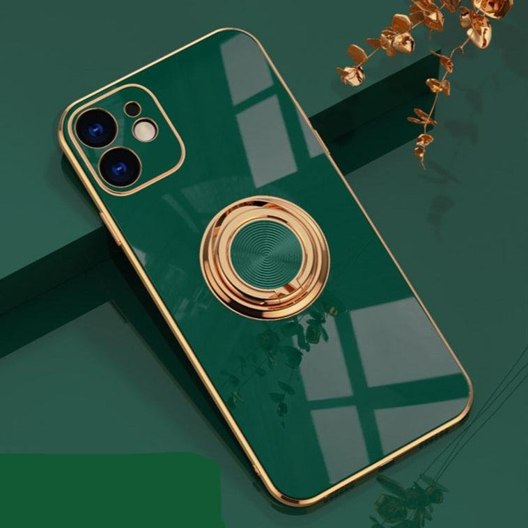 Luxury Plating Gold Ring Holder Soft Car Bracket iPhone Case