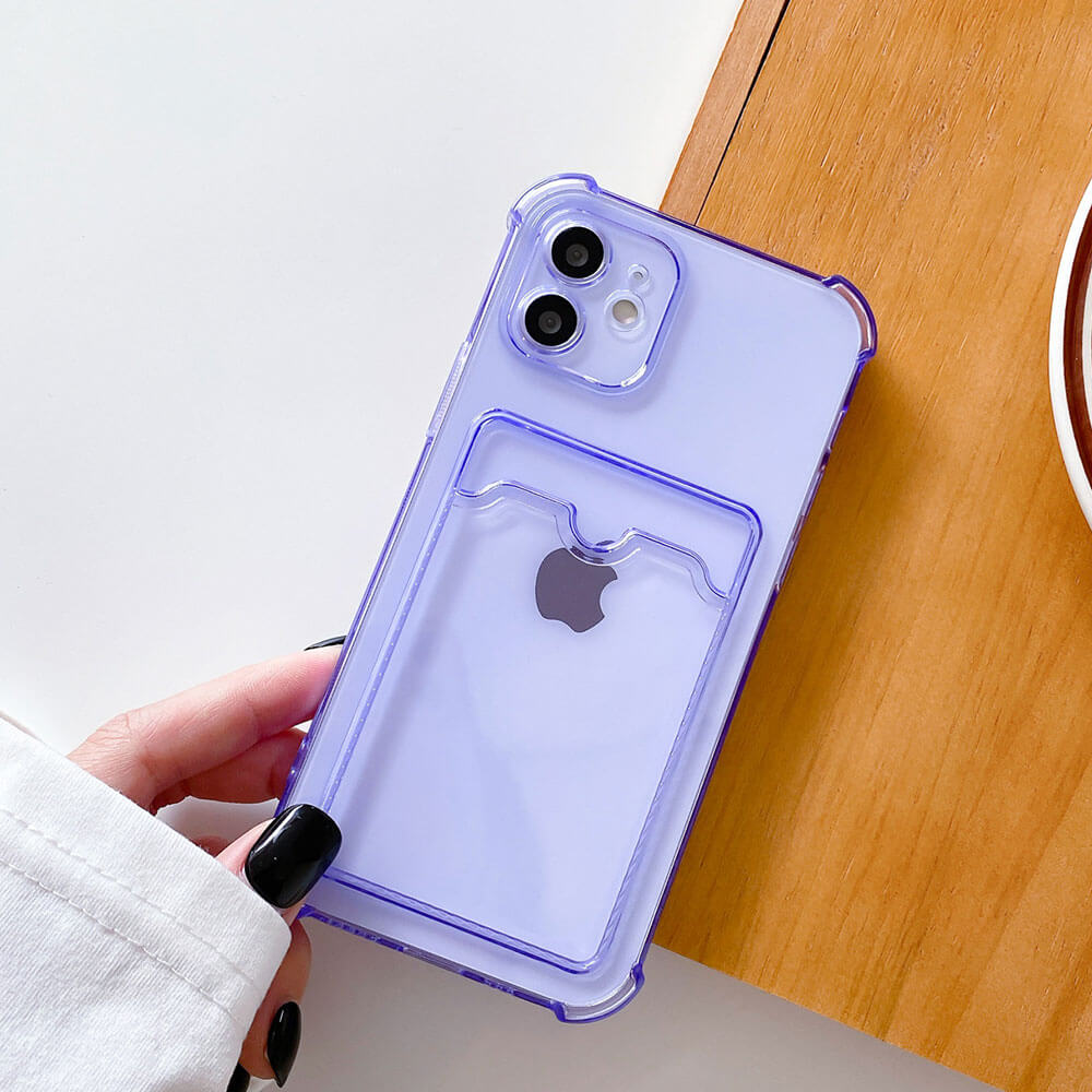 Anti-chute coloré transparent avec fente pour carte Coque et skin iPhone