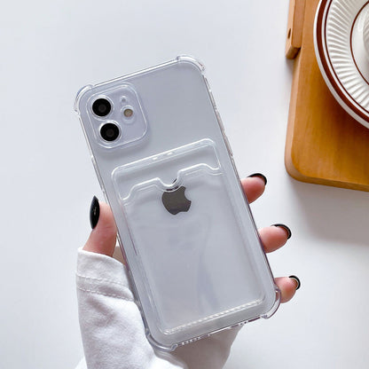 Transparent Colorful Anti-fall With Card Slot Clear iPhone Case